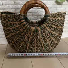 平成レトロ　持ち手木製　カゴバッグ 　かごバッグ　vintage 森ガールのサムネイル