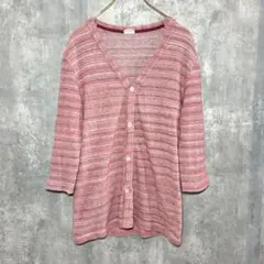 ✨日本製✨ グリーンレーベルリラクシング L カーディガン Vネック 綿 薄手