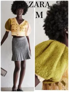 ZARA 新品　タグ付き　美品　フラワージャガードニットカーディガン