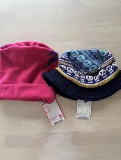 キッズ秋冬用ニット帽とバケットハットセットサイズ48