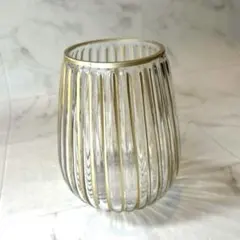 ゴールドライン リブガラス フラワーベース ソーダガラス 花瓶