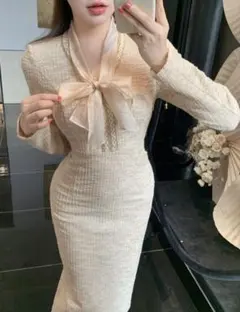 ツイード　ロングワンピース