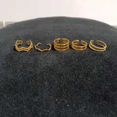 週末セール【美品】ゴールドファッションリング 5点セット