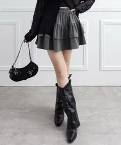 clear チャコールグレー フレアスカート ティアードデザイン