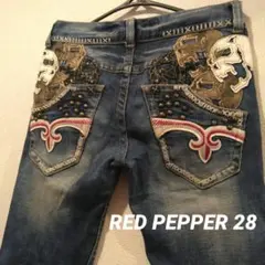 RED PEPPER スカル刺繍 デニムパンツ 28 - メルカリ