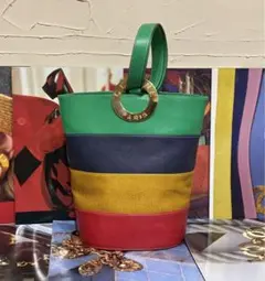 激レア OLD CELINE ショルダーバッグ リザードエンボス サークル金具
