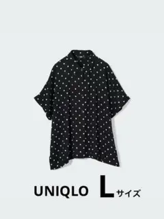 ✨️美品✨️UNIQLOレーヨンプリントブラウス 半袖 ドット柄 Lサイズ ゆったり