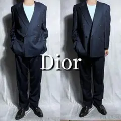 美品 Christian Dior セットアップ ダブルスーツ 濃紺 シルク混
