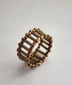 ハンドメイド　 ストライプデザインビーズリング約16～18号