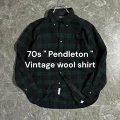 70s【USA製】Pendletonペンドルトン チェックウールシャツ L 古着