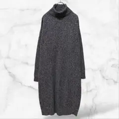 【CAS CATA】ニットタートルネックロングワンピース(LL)大きいサイズ