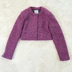 ZARA　ツイード　ジャケット　ピンク　ショート丈