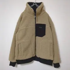 フィラ リバーシブルジャケット ブルゾン ボア ブラック 刺繍ロゴ 古着