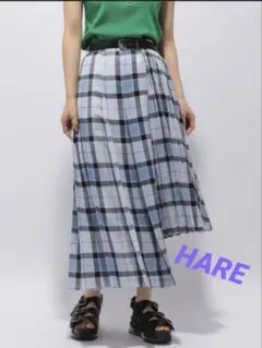 HARE ハレ　ロングスカート　チェック　アシメトリー