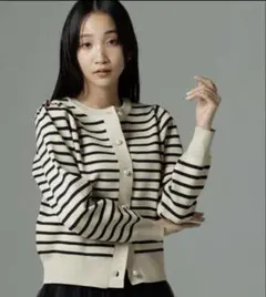 ナノユニバース ♡ボーダーパールボタンカーディガン