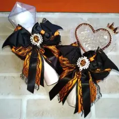 悪魔★ヘアゴム★オレンジ★黒★キンブレリボン★ペンライトリボン★サブカル★デビル