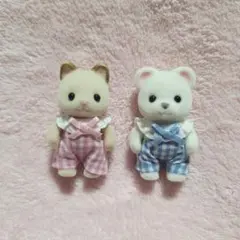 赤ちゃんお洋服2着セット　チェック①桃色水色　ハンドメイド