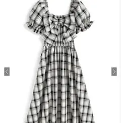 GRL dk1477 チェック柄ビッグリボンワンピース