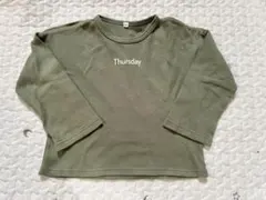 Thursday 長袖カットソー カーキ 100cm 曜日Tシャツ
