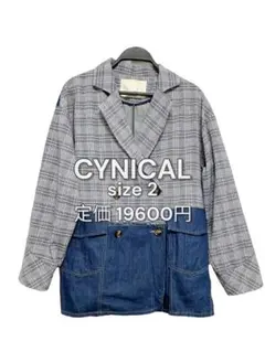 ①CYNICAL デニム切替チェックジャケット M コットン100% 春アウター