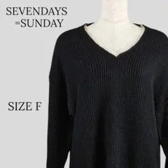 SEVENDAYS=SUNDAY Vネック ニット セーター ブラック Fのサムネイル