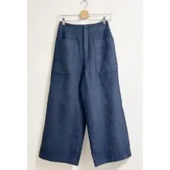 m786_IENA 美品✨ウール100 パッチポケットウールパンツ 36 ブルー