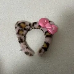 ヒョウ柄カチューシャ ピンクリボン