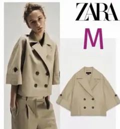 【完売品】ZARA ショート丈ショートスリーブトレンチコート XS 新品タグつき 完売品ZARA ショート丈ショートスリーブトレンチXSサイズ新品タグ付き