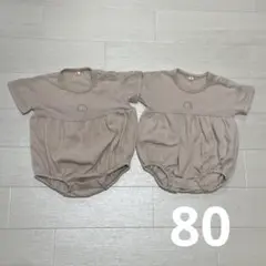 夏服 半袖 バルーン ロンパース 2点 セット 双子 80cm
