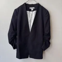 ✨レア H&M エイチアンドエム ノーカラージャケット ジャケット ネイビー S