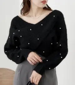 Chico 2way パール付きドルマンニット
