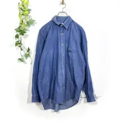 U.P renoma デニムシャツ 長袖(M)薄手 コットン ブルー ロングのサムネイル
