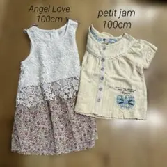 100cm Angel Love 花柄ワンピース 星柄レース 半袖 カットソーのサムネイル
