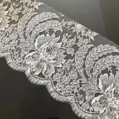 チュールレース　スカラップレース　②約32㎝×3.5M　コットン　アンティーク