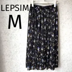 [美品✨] LEPSIM 花柄プリーツロングスカート 黒 ブラック サイズM