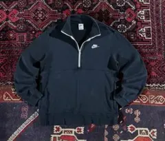 NIKE ナイキ ワンポイントロゴ ハーフジップ スウェット ブラック M