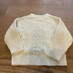 petit main アイボリー ケーブルニットセーター M