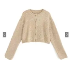 【美品】 ラメシャギーニットショート丈カーディガン[an1634]