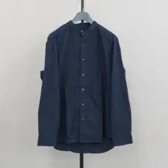 ユニクロ　エクストラファインコットン　ブロード　スタンドカラー　M　ネイビー