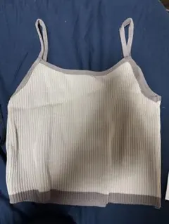 リブ編み ベージュ キャミソール　FREEサイズ