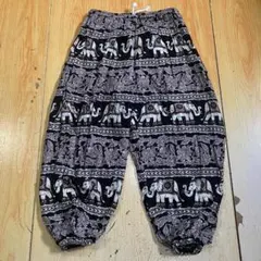 新品・子供用タイパンツ・黒×茶色・ウエスト約４８ｃｍ～約８０ｃｍまで伸びます