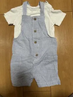 H&M ストライプオーバーオール 74cm