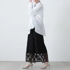 【美品】 N. レースAラインスカート ブラック