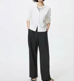 【匿名配送】UNIQLO タックワイドパンツ ブラック M