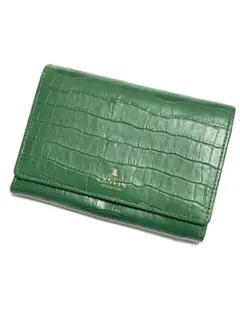 美品 ランバン LANVIN 二つ折り財布 グリーン
