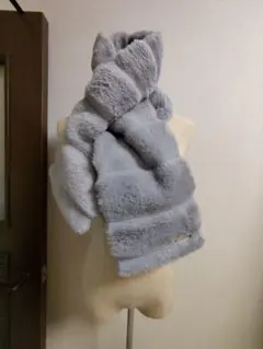 ❤フルラ　グレー ファー マフラー ボリュームデザイン　ティペット❤