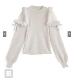 GRL ファーショルダーニットトップス[ru1217] アイボリー 白 ホワイト