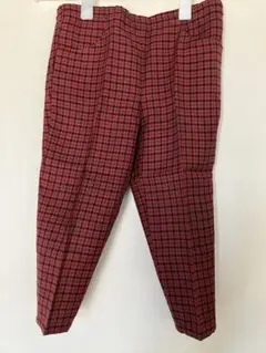【ウェストゴム無し】familiar ファミリアチェック　パンツ　赤