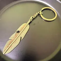 B23フェザー フェザー平打ちリング付　幸運アイテム キーチェーン
