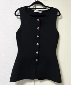 ZARA ノースリーブ ニット トップス ブラック Sのサムネイル
